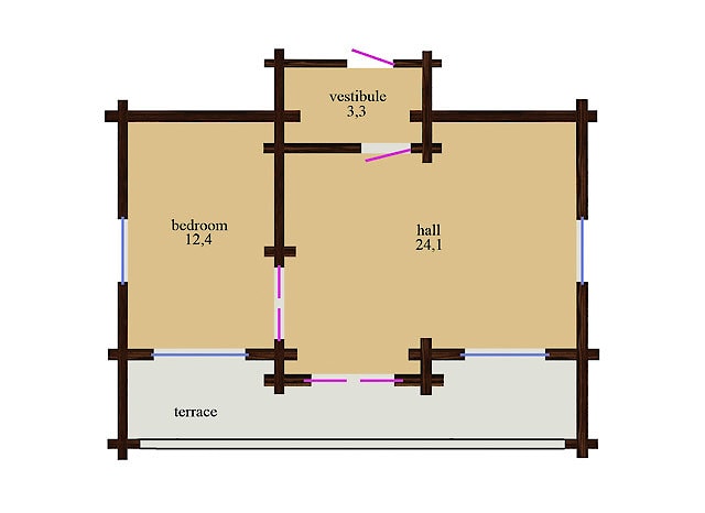 Nieduży domek działkowy z okrąglaków najlepsza cena — Powierzchnia netto 61 m2