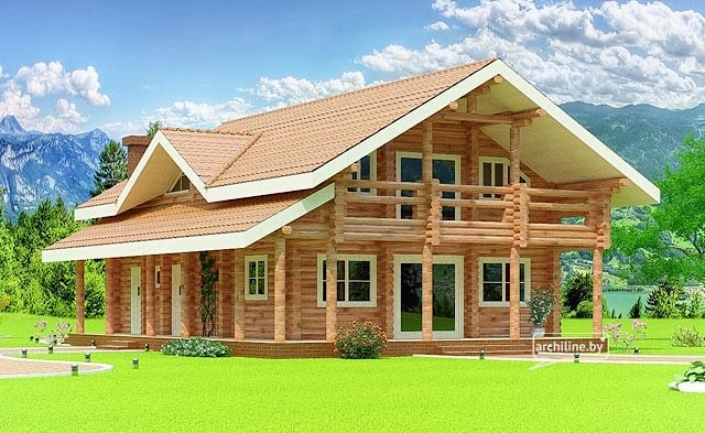 Drewniany dom z sauną na parterze 209 m2