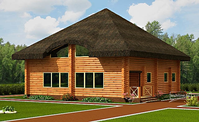 Drewniany dom z okrągłych bali 211 m³