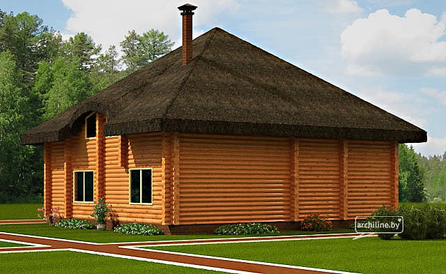Drewniany dom z okrągłych bali 211 m³
