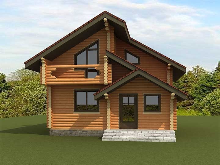 Drewniany dom z litych bali okrągłych 107m²  