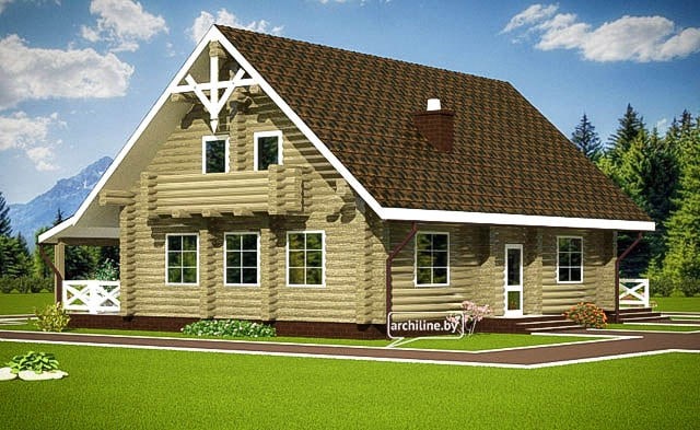 Tradycyjny wschodnioeuropejski dom z drewna o powierzchni 166 m²  