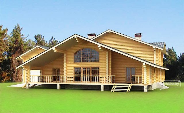 Drewniany dom z okrąglaków 327 m2  