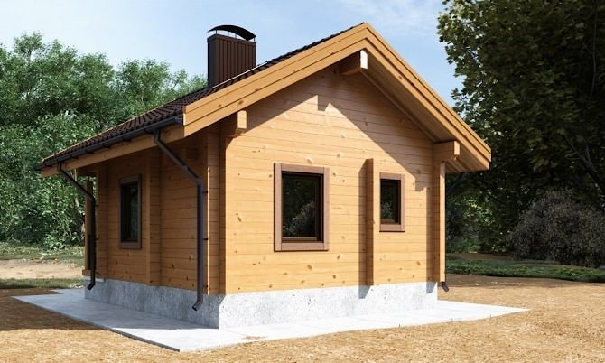 Drewniany dom z belki klejonej o powierzchni 48 m²