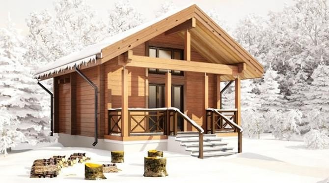 Drewniany dom z belki klejonej w ramach projektu "Ukraina"