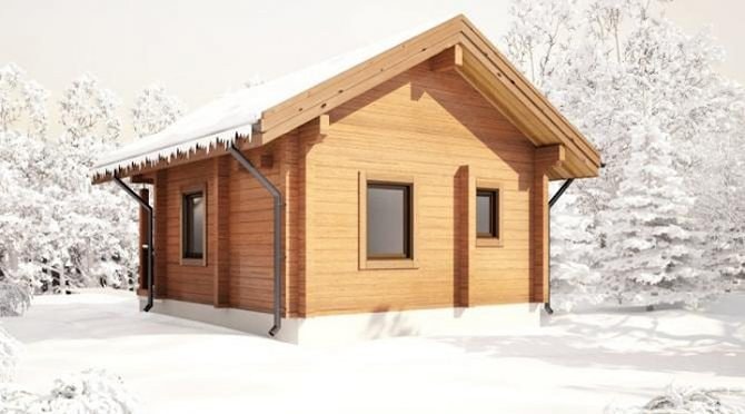 Drewniany dom z belki klejonej o powierzchni 48 m²