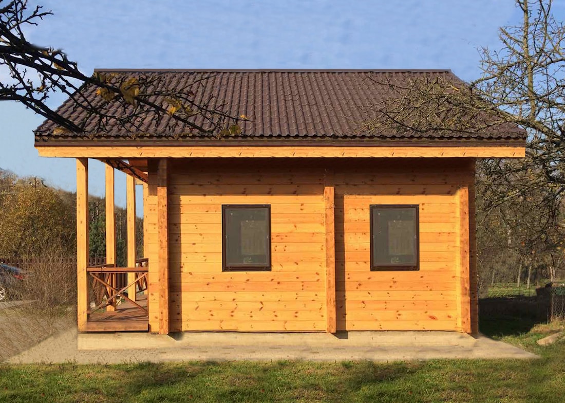 Drewniany dom z belki klejonej w ramach projektu "Ukraina"