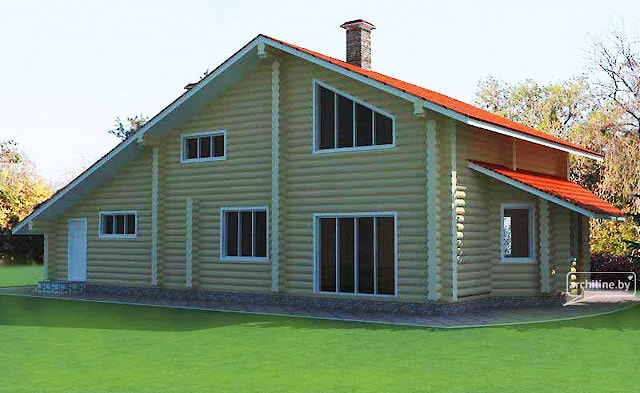 Drewniany dom z garażem z suchych bali 220m²