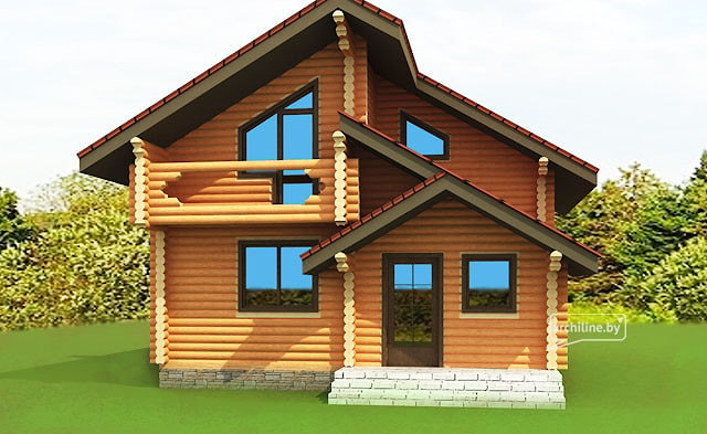Drewniany dom z litych bali okrągłych