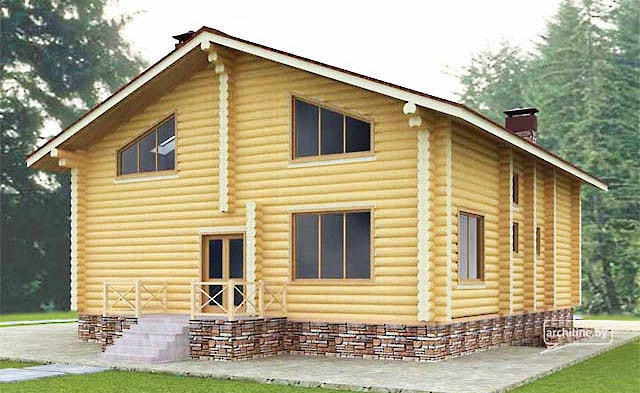 Podmiejski dom drewniany z okrąglaków 243m²