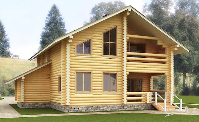 Dom z bali drewnianych 173m²