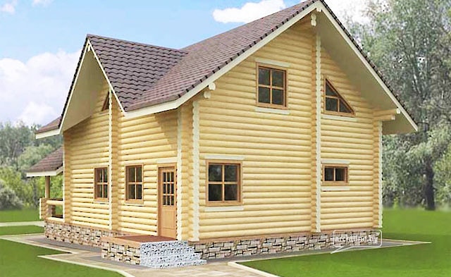 drewniany dom z suchych bali 