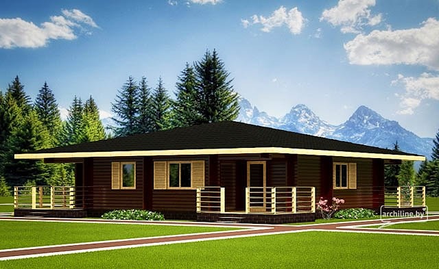 Drewniany dom czteroapartamentowy - bungalow z pokojami do wynajęcia   