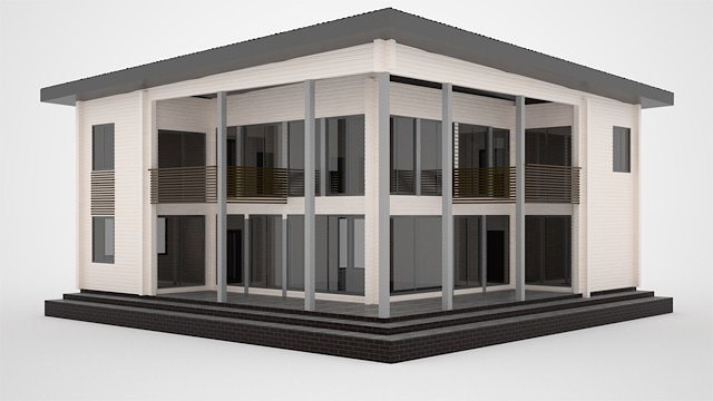 Nowoczesny drewniany dom w stylu hi-tech (high-tech), z płaskim dachem z laminowanego drewna fornirowanego, projekt "Dom 436"  