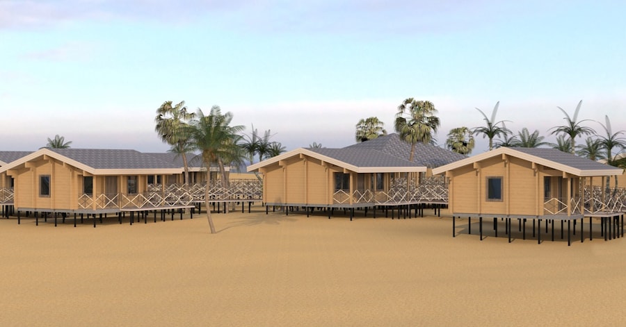 Budowa hoteli, projektów Bungalow z drewna 50 m²  