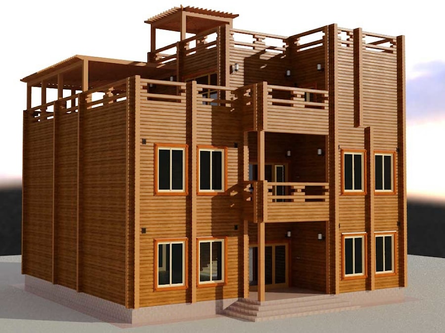 Projekt drewnianego domu w Doha, Qatar  