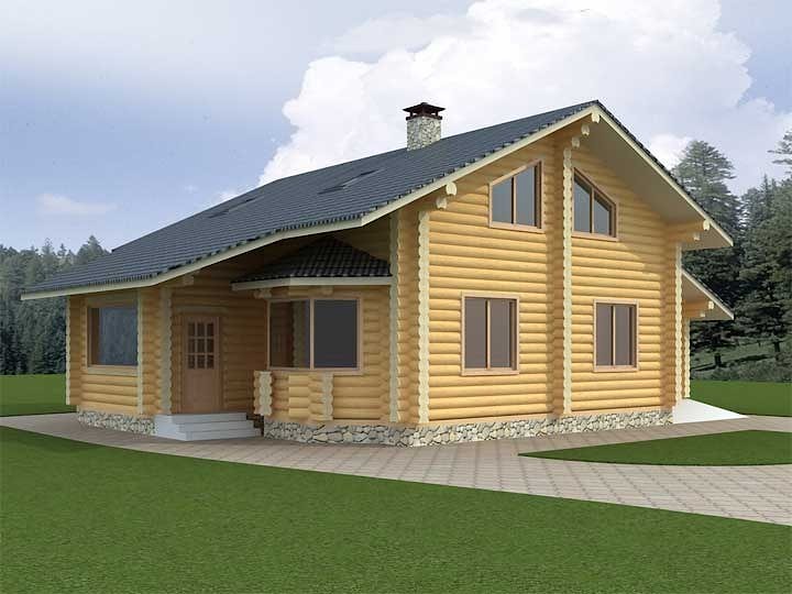 Dom z bali drewnianych z garażem 174m²  